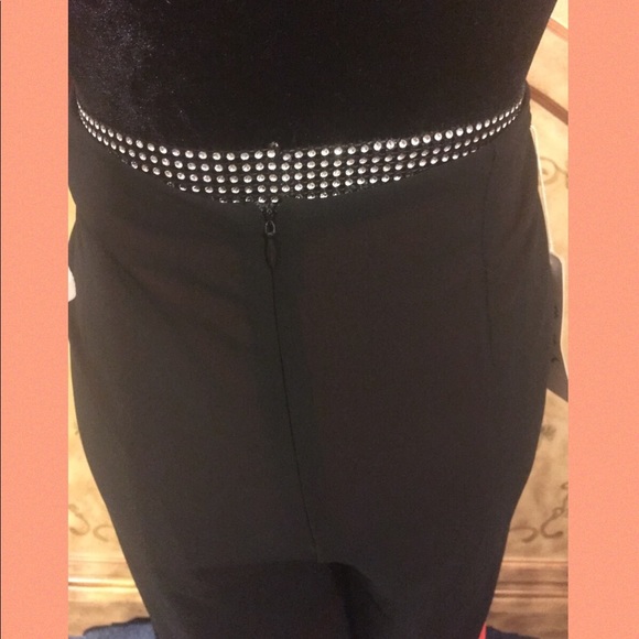 Black semi-wide pants with orange panels Size M/L - Picture 3 of 6